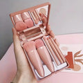 5 - Piece On - the - Go Kit | Soft Pink Makeup Brush Set with Mirror Case - Auré Beauty